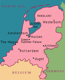 Map of Holland Showing Cities Mentioned in the Bert Bochove Stories