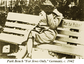 Photograph of Park Bench labeled For Jews Only, Germany, c. 1942