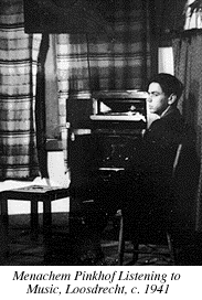 Photograph of Menachem Pinkhof Listening to Music at Loosdrecht Youth Aliyah Home, c. 1941