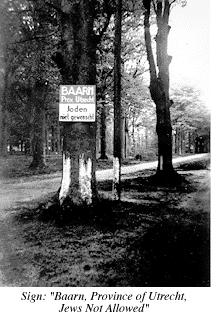 Photograph of Nazi Occupation Sign: Baarn, Utrecht Province, Jews Not Allowed