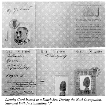 Nazi-Issued Dutch Identity Card with Large J