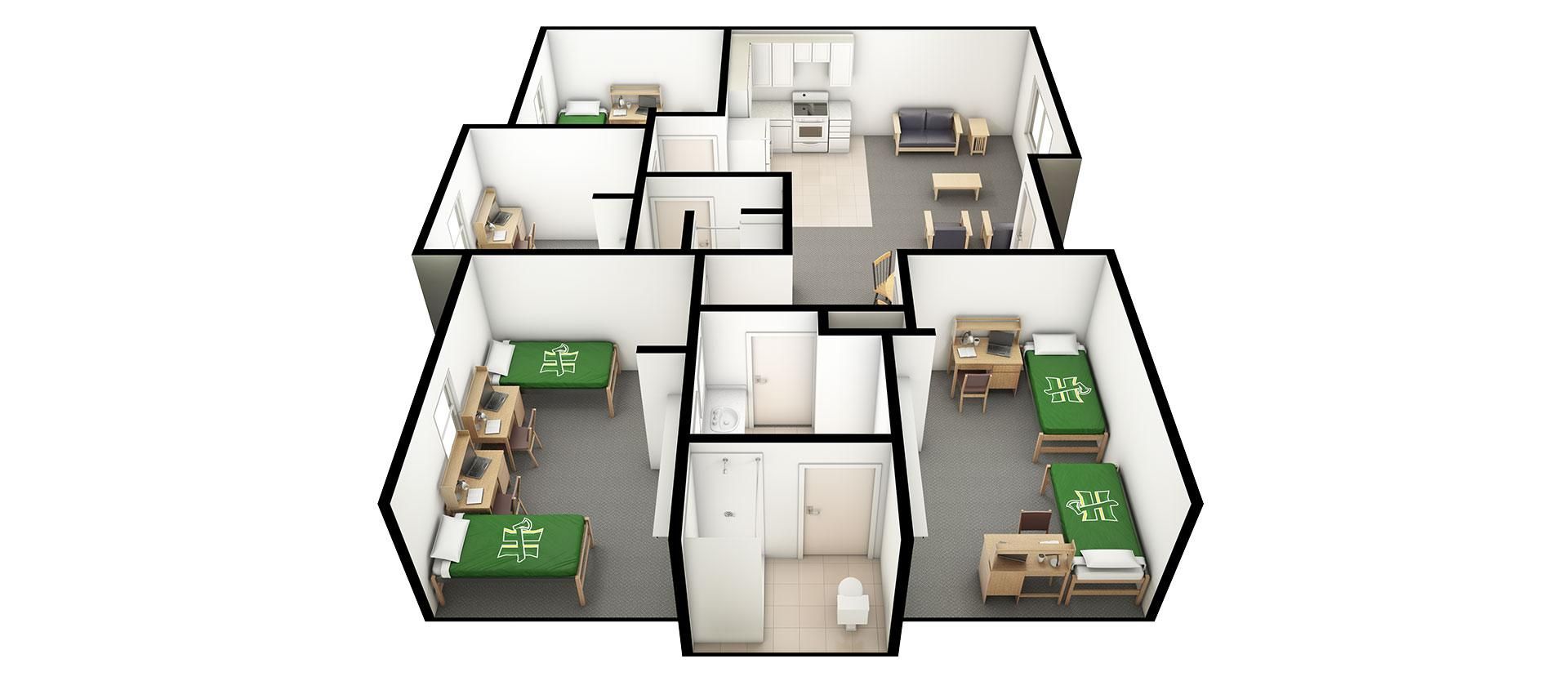 College Creek Apartment Floor Plan (6 residents)