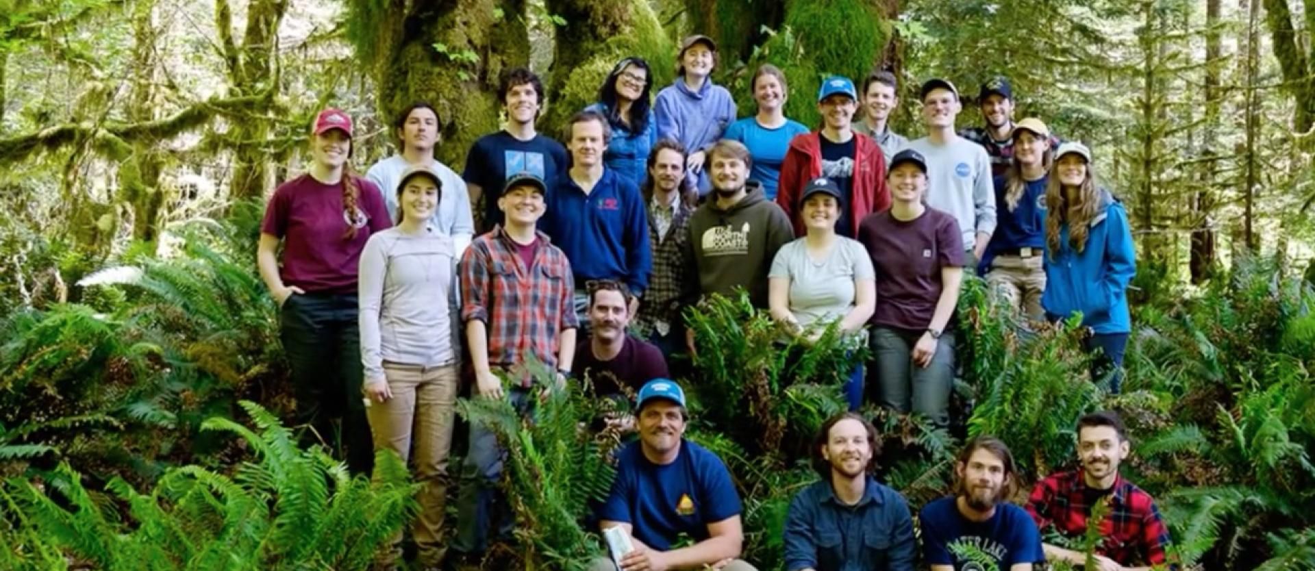 Service Learning Students in the Forest