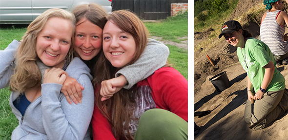 Friends at an archaeological excavation