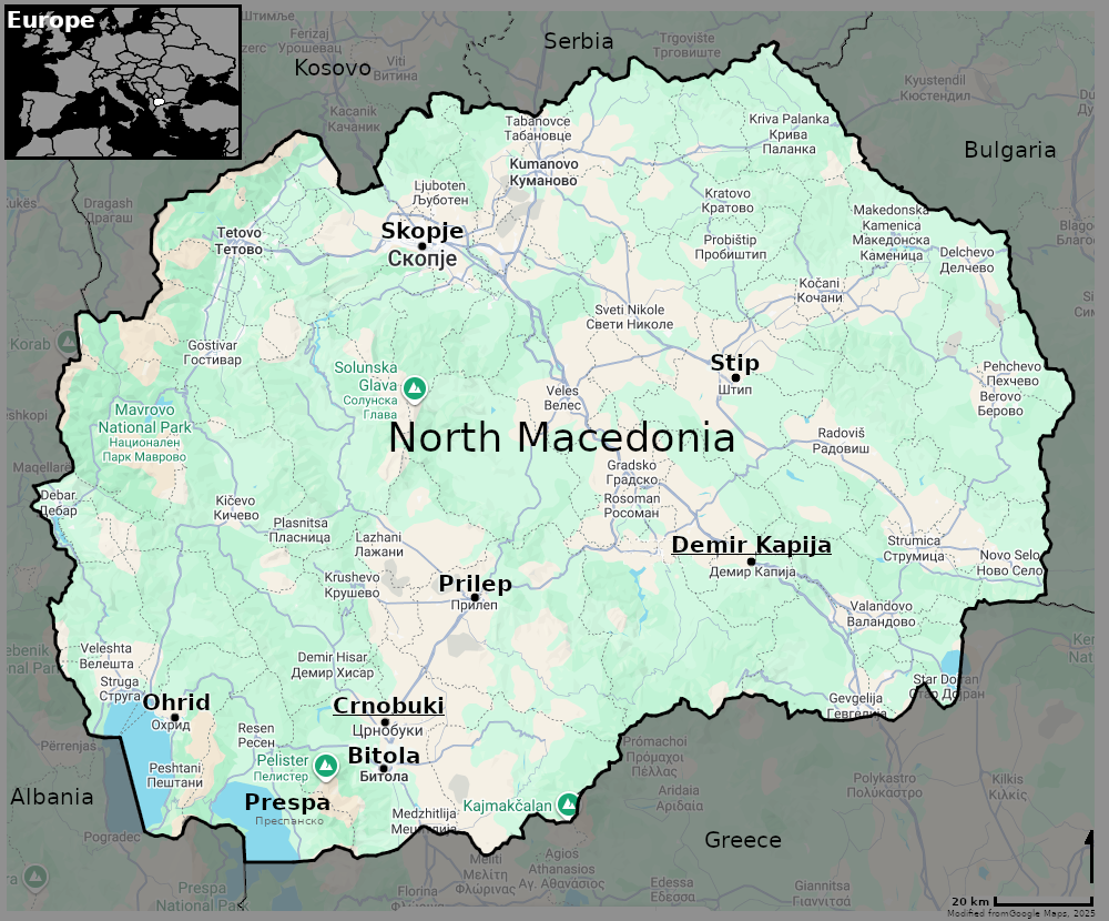 Map of North Macedonia