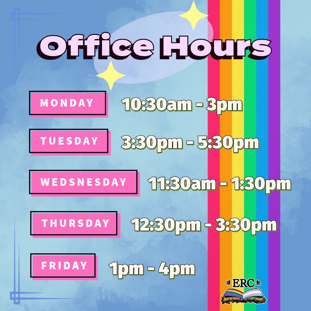 Office hours are on Monday from 10:30 AM to 3:00 PM, Tuesday from 3:30 PM to 5:30 PM, Wednesday from 11:30 AM to 1:30 PM, Thursday from 12:30 PM - 3:30 PM, 1:00 PM - 4:00 PM