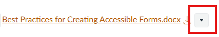 Link and two icons. A download arrow pointing down and a alternative icon box