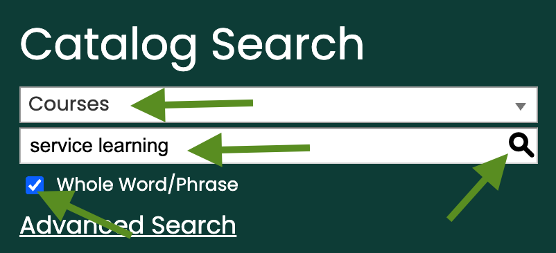 Course catalog search criteria