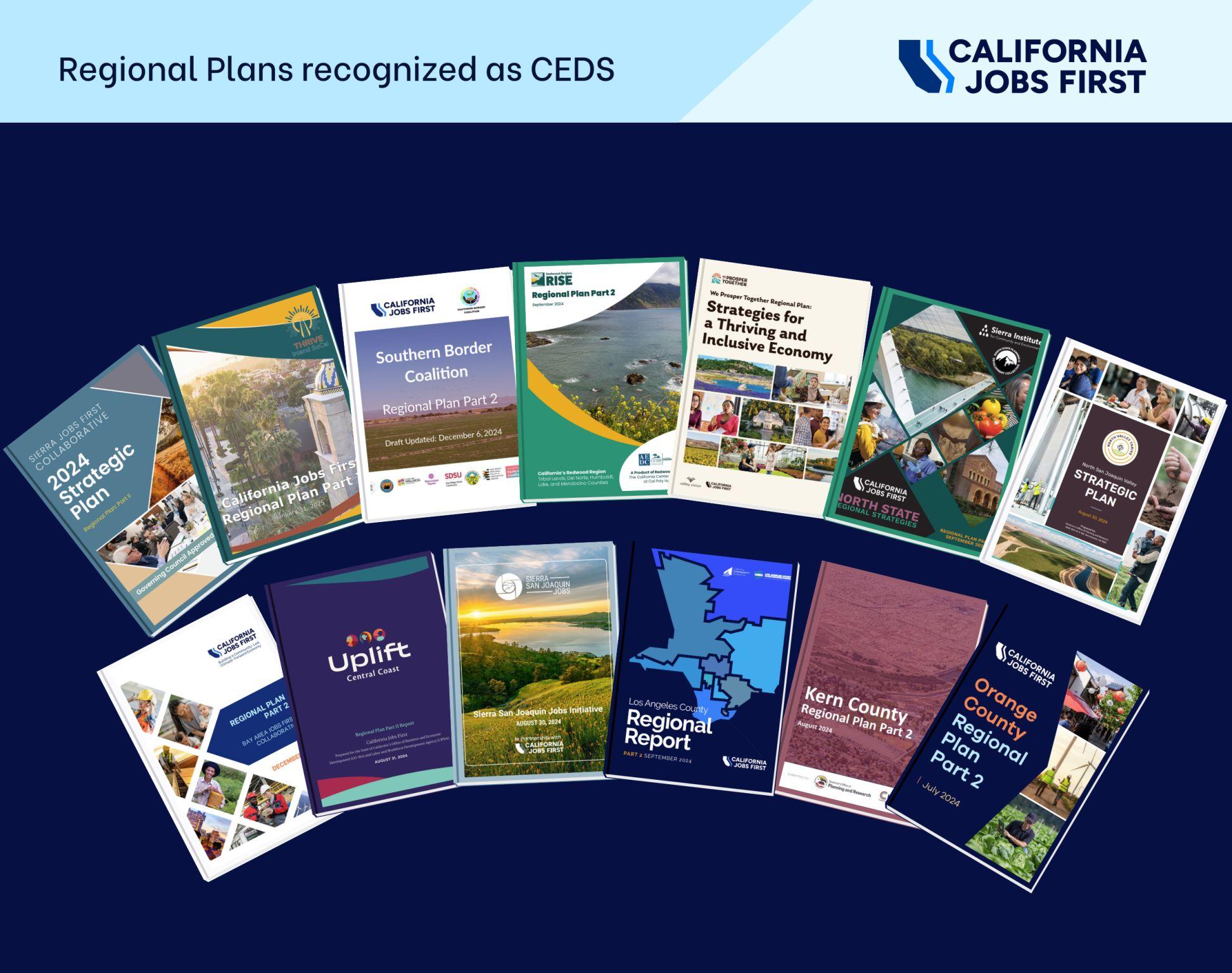 Regional Plans recognized as CEDS showing the covers of a bunch of plans