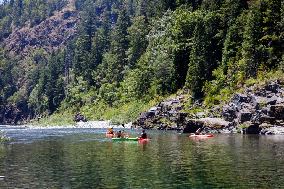 People kayaking on the river