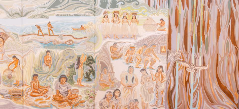Triptych painting