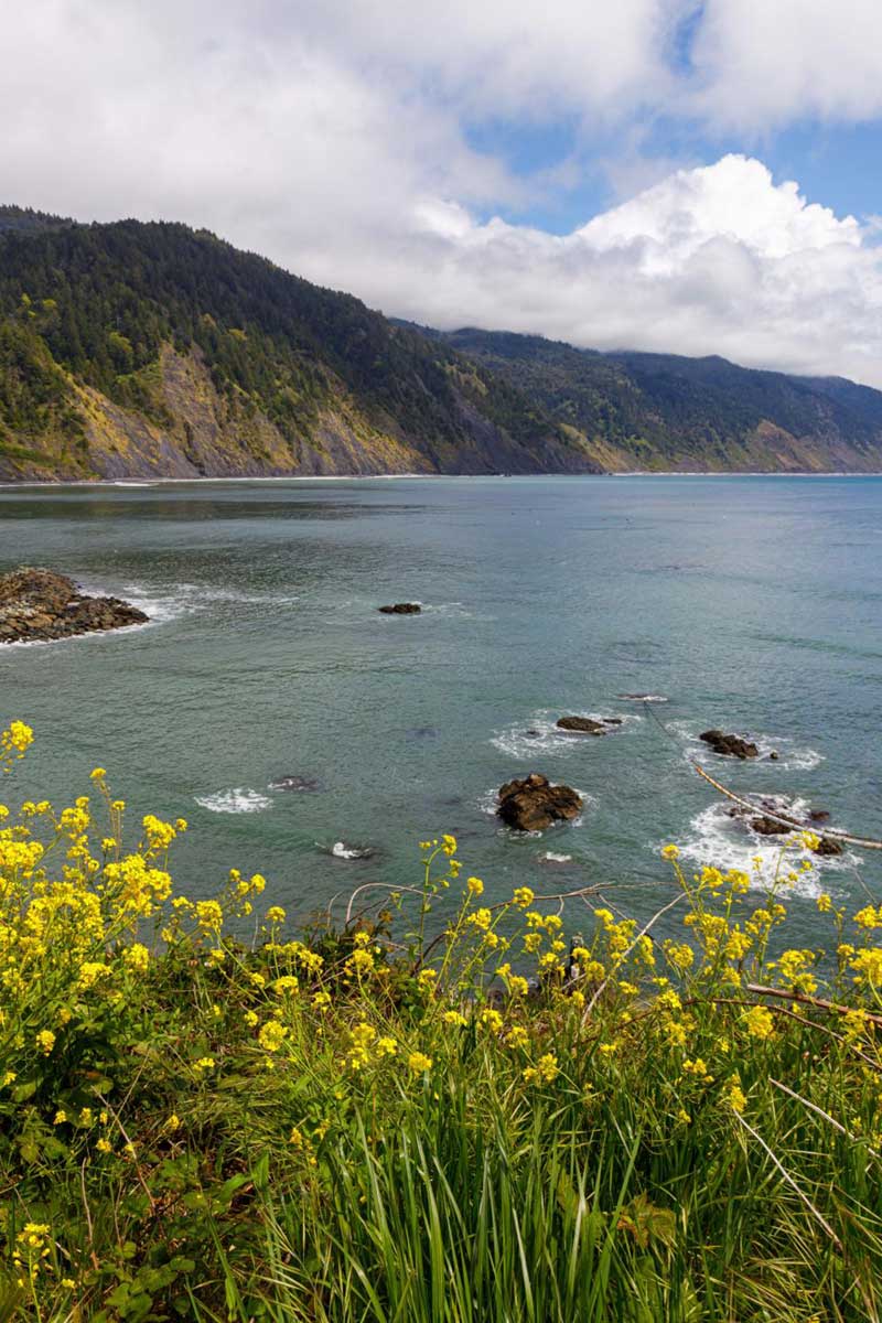 View of ocean and mountains