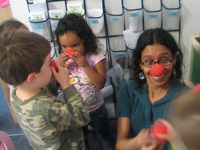 Group with clown noses on