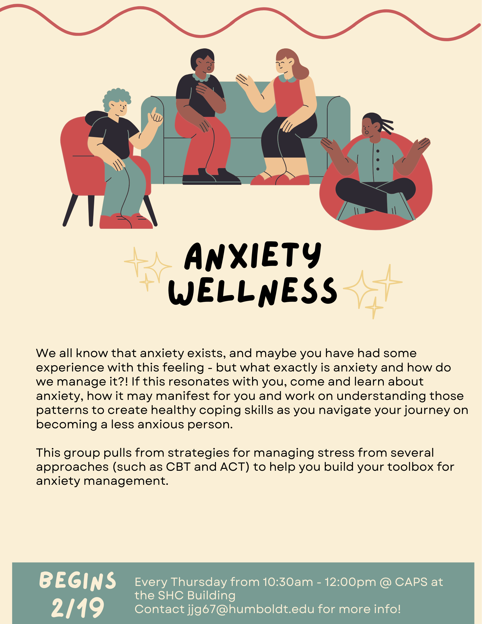 poster for Anxiety and Wellness group