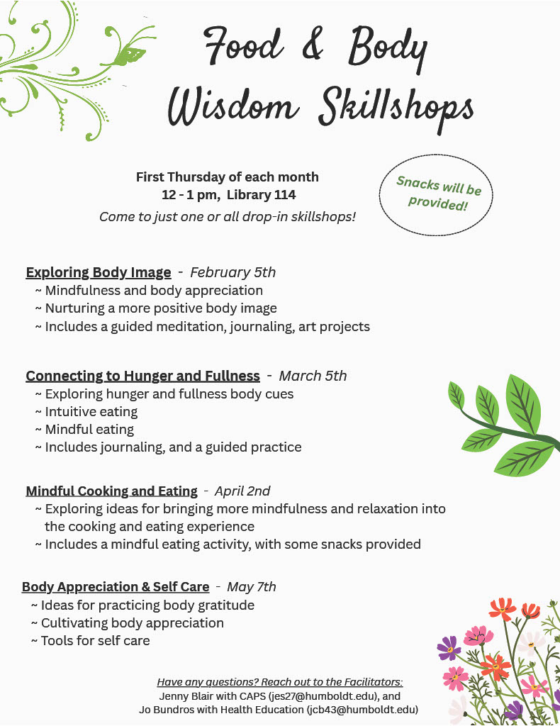 poster for Food and Body Wisdom Skillshops