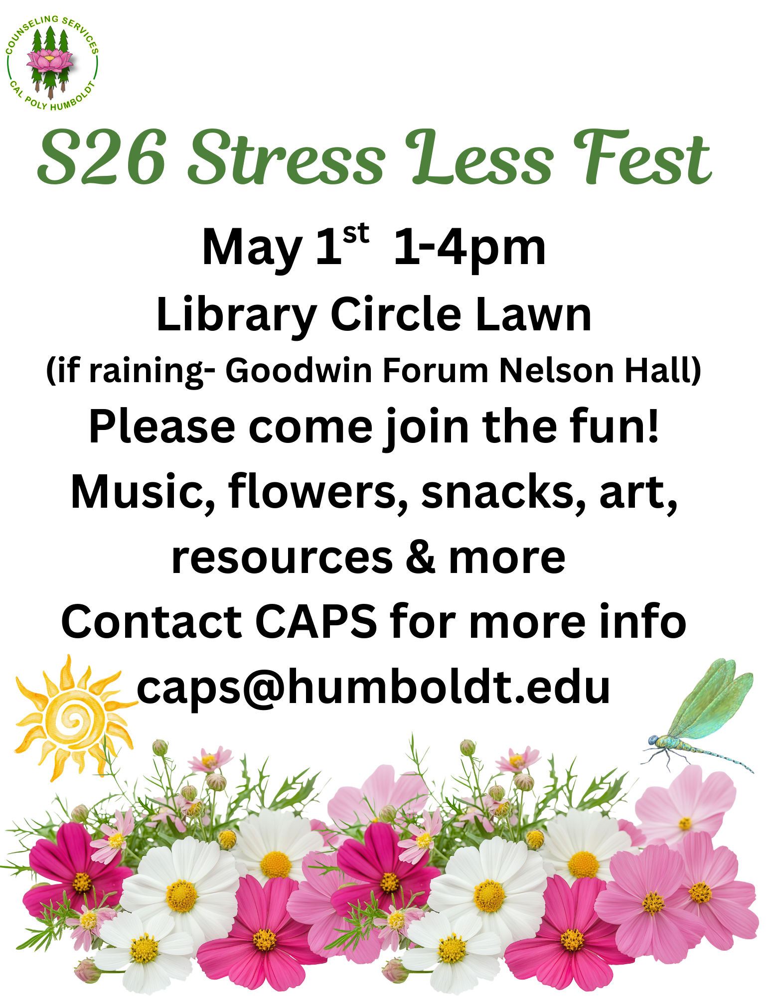 flyer for Stress Less Fest Spring 2026