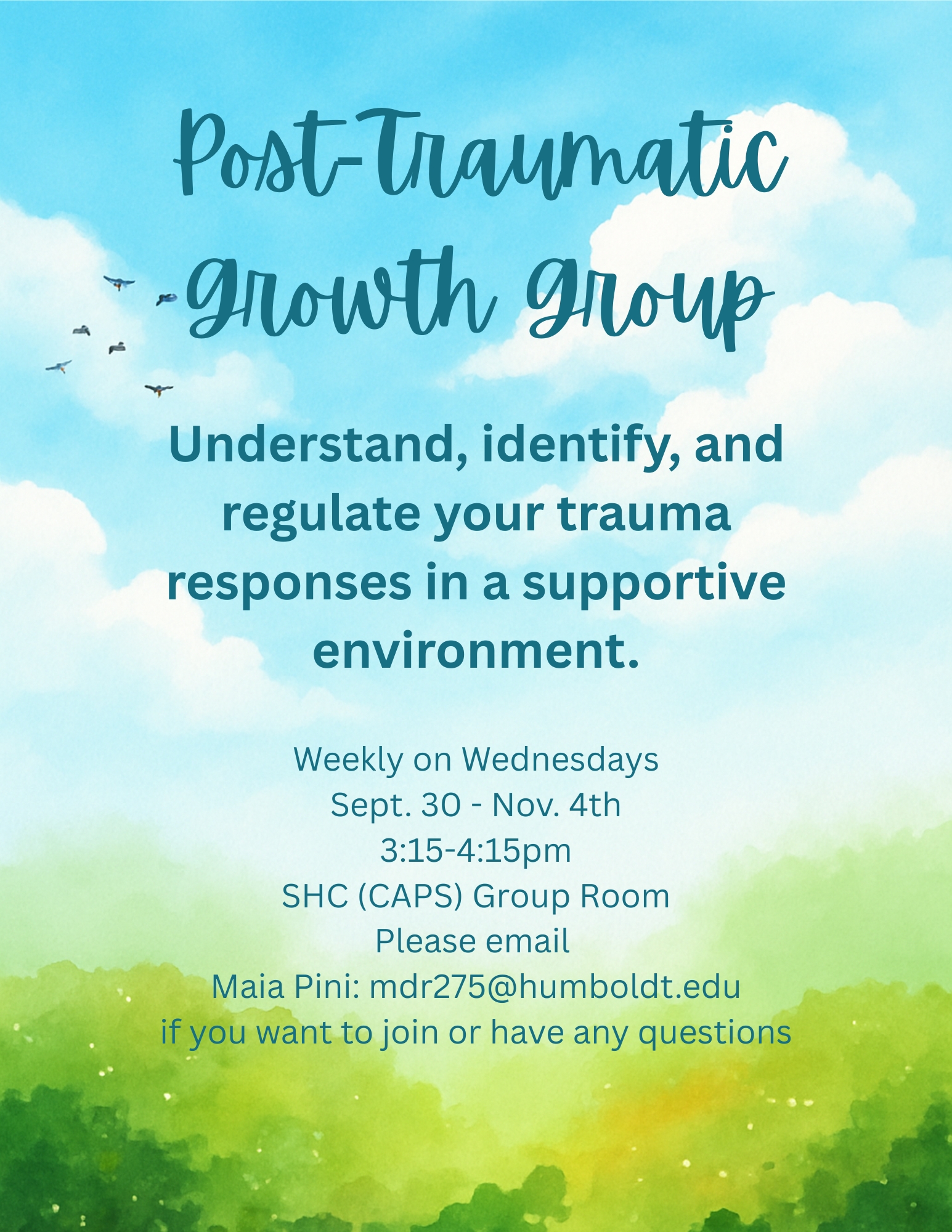 Flyer for Post-Traumatic Growth Fall 2026