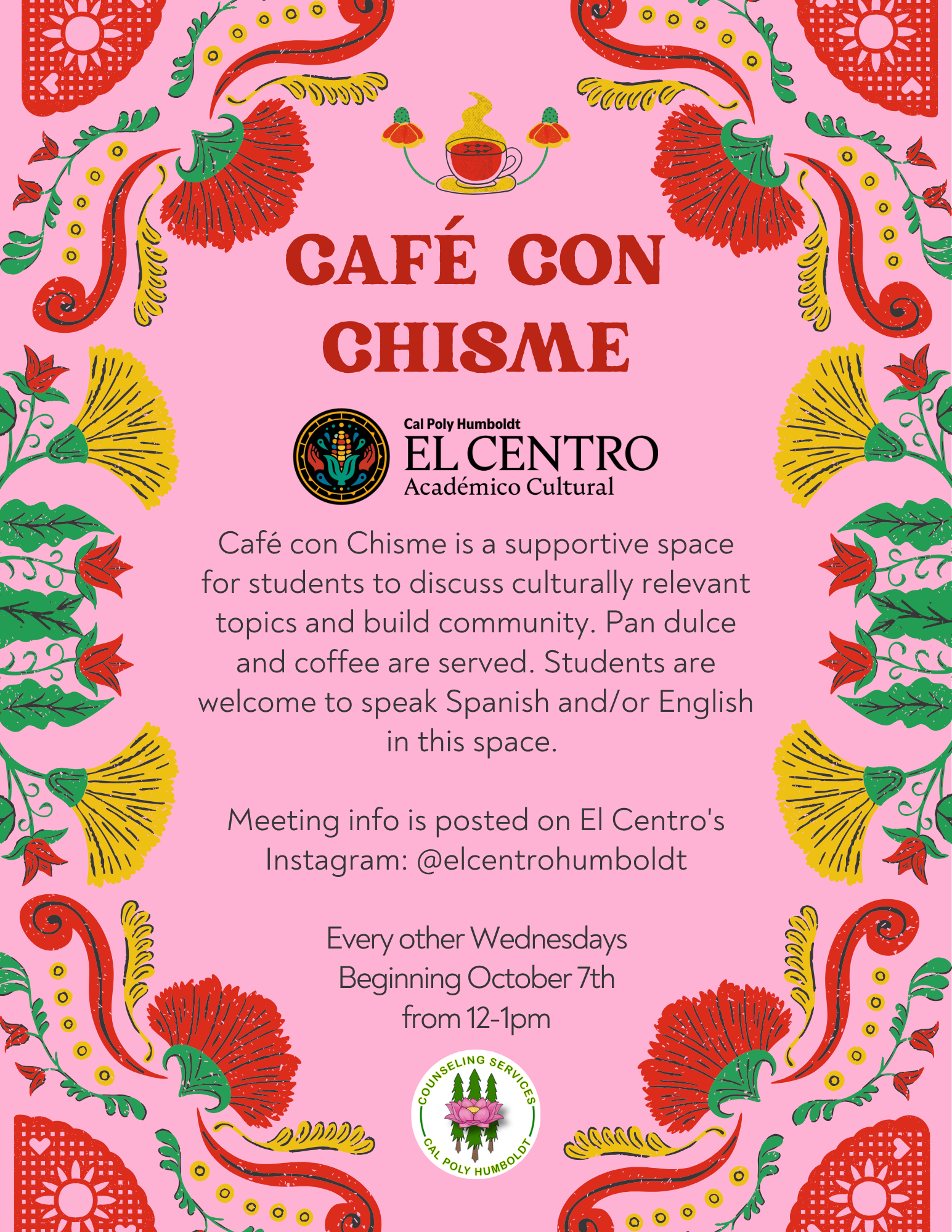 flyer for Cafe con Chisme Fall 2026