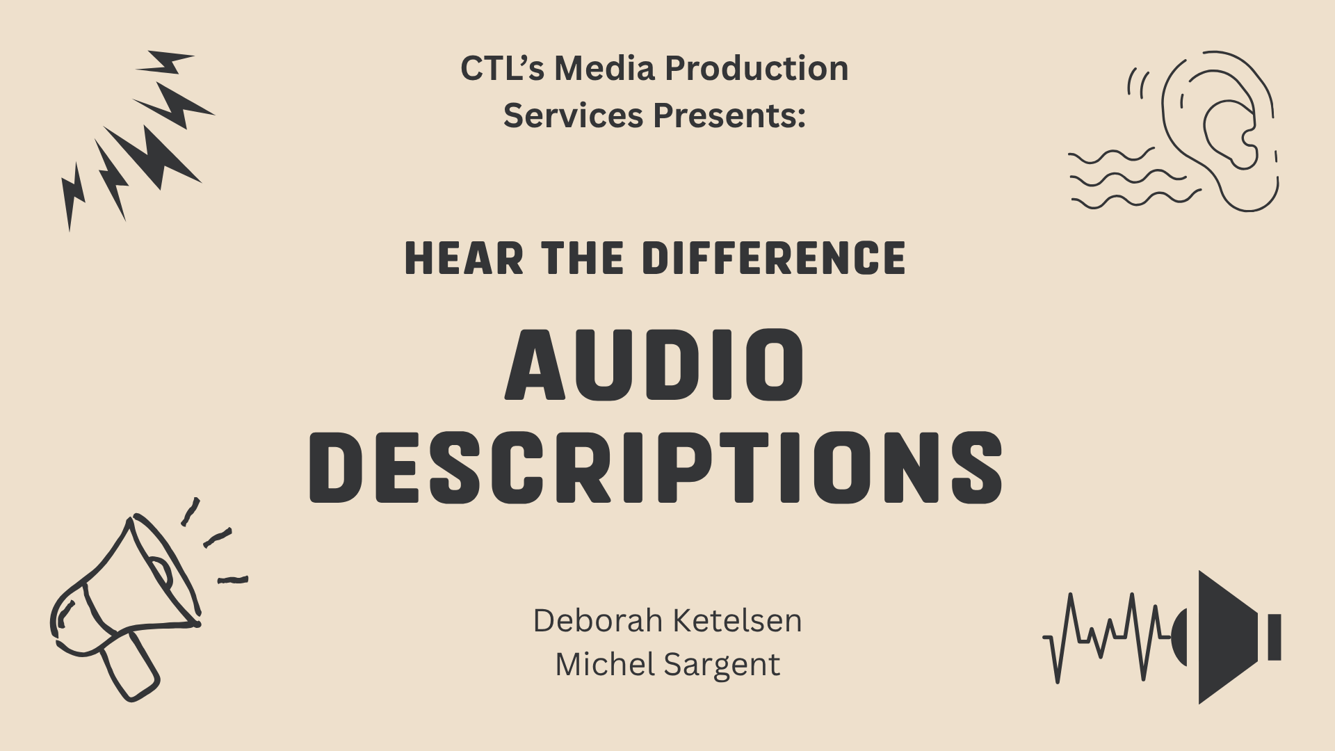 Audio Description Slide Image that links to slide show in Canva