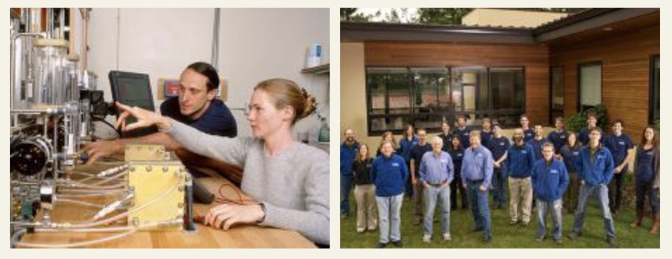 Students work with a Schatz Energy Research Center fuel cell test station and The Schatz Energy Research Center Staff