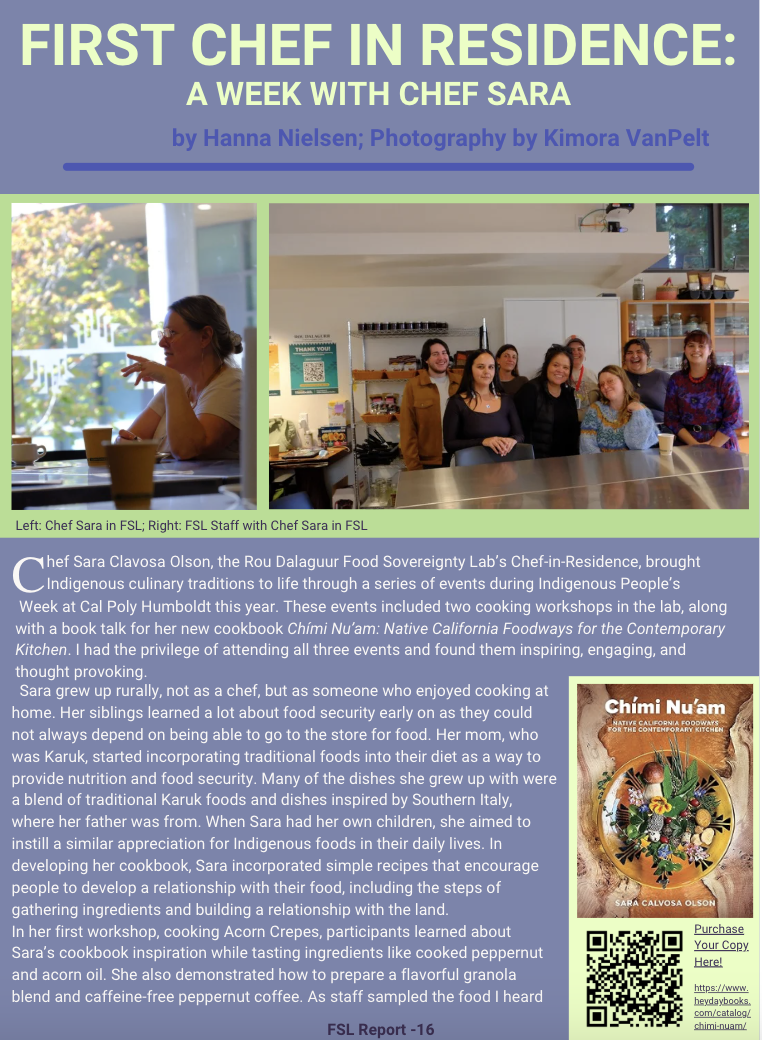 Article part 1 of Chef Sara (Article text below images).