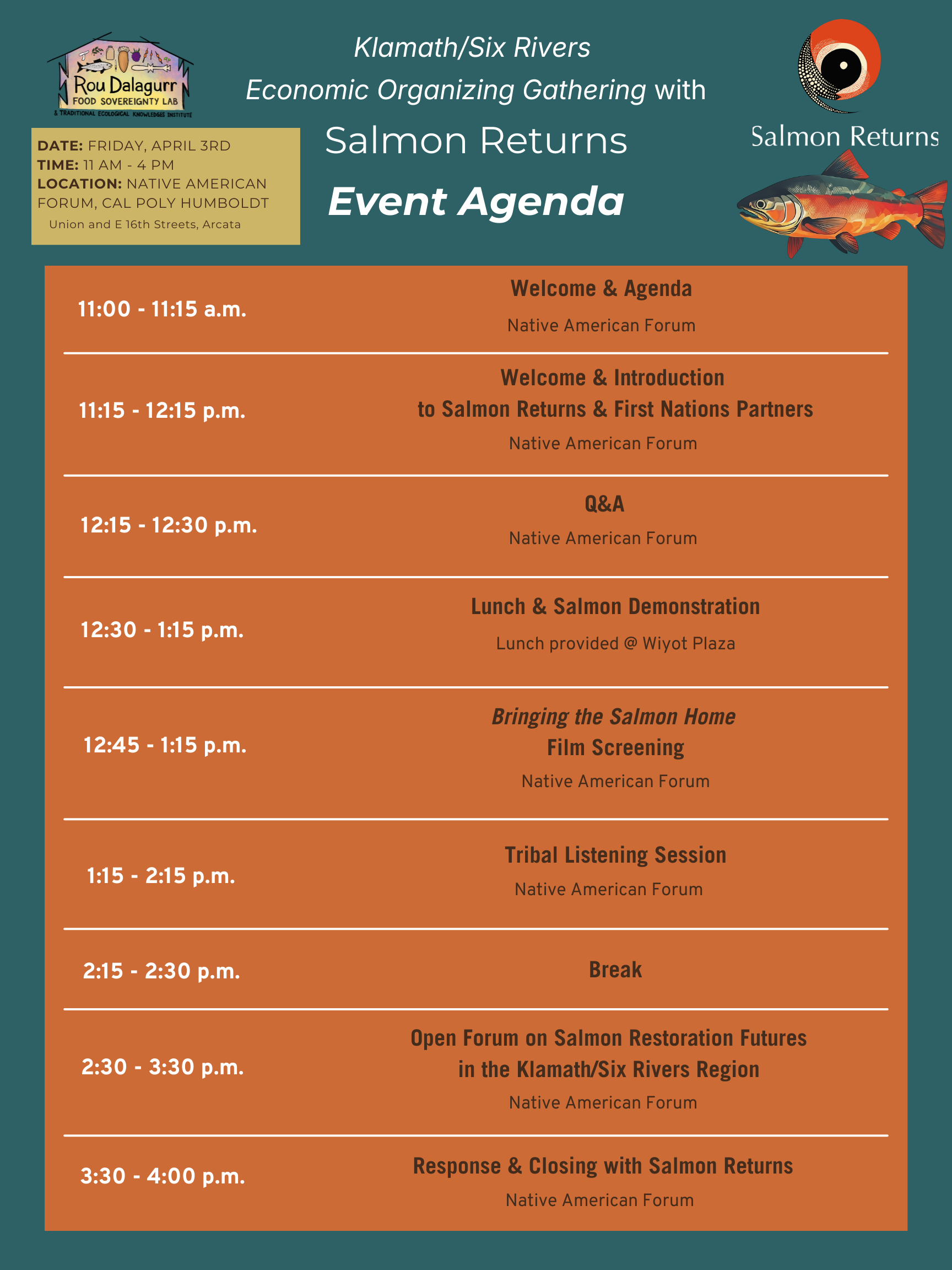 Agenda for the Salmon Returns Event