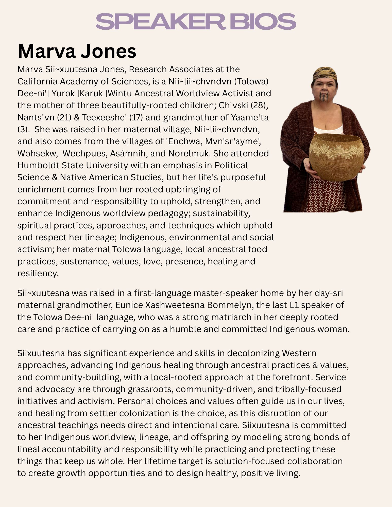 photo and flyer of Marva Jones for symposium