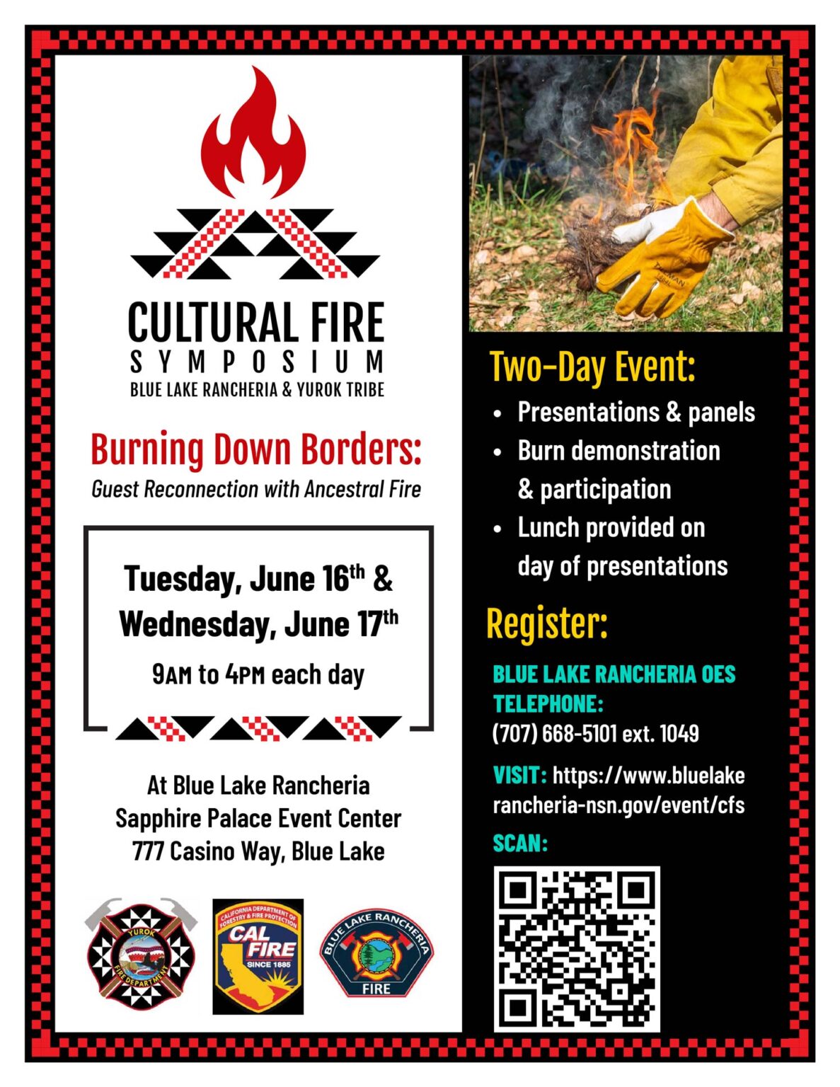 Blue Lake Rancheria Cultural Fire Symposium flyer.