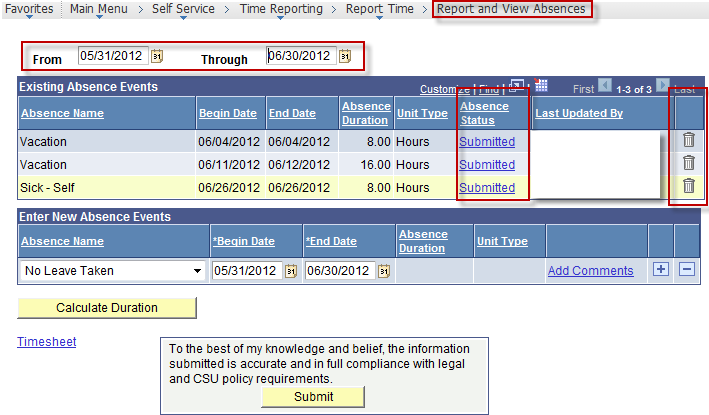 Report and view Absences
