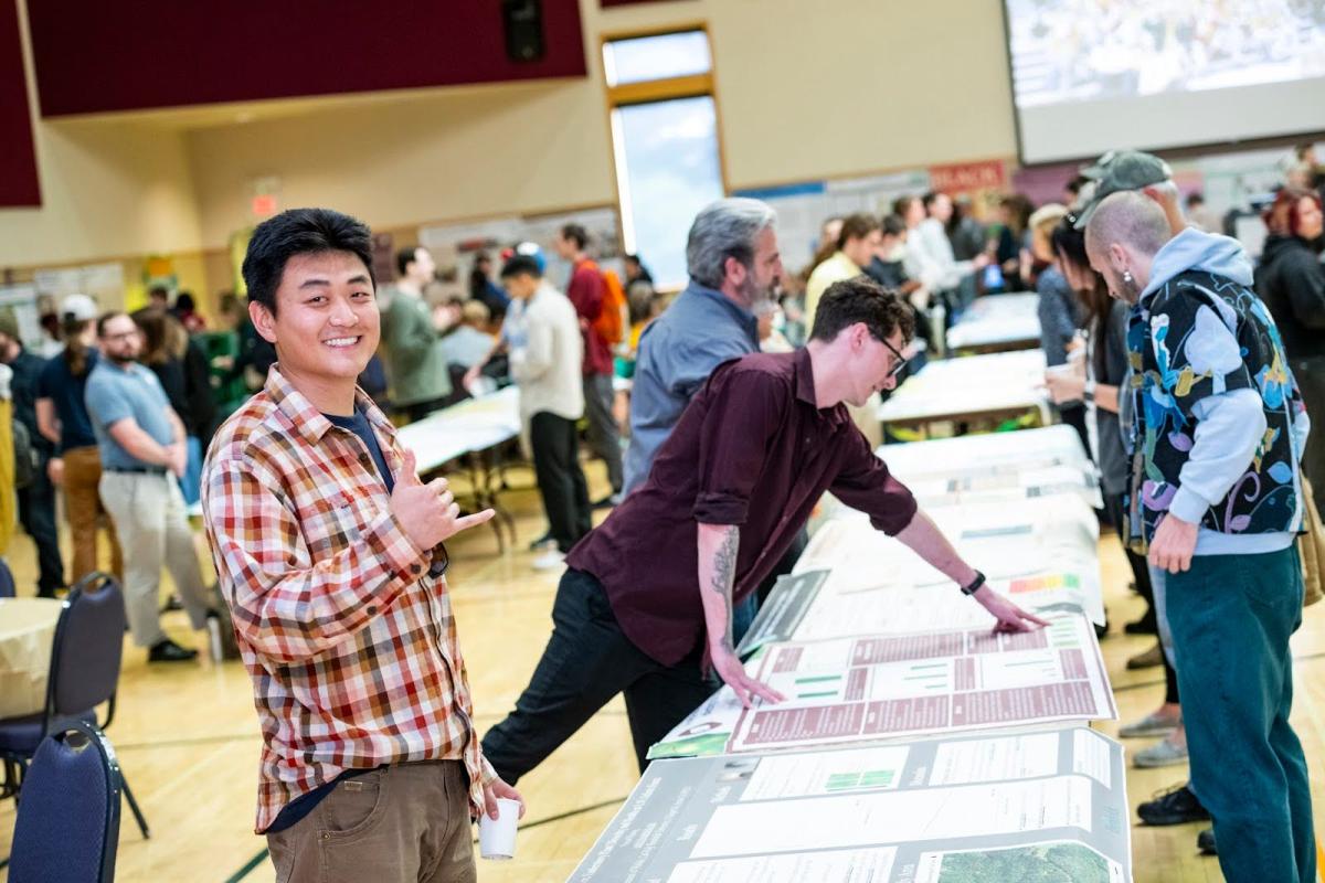 Person giving hang loose sign