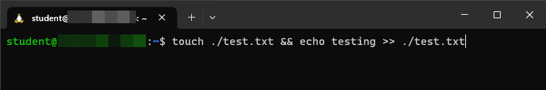 Demonstration of running the touch command outlined above the image.