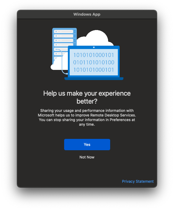 popup window asking "Help us make your experience better?"