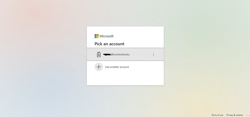screenshot of login page