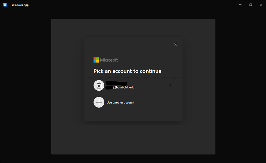 screenshot of the account login page for Microsoft