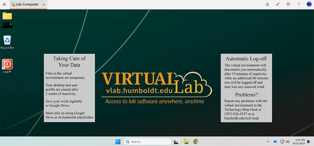 screenshot of virtual lab desktop