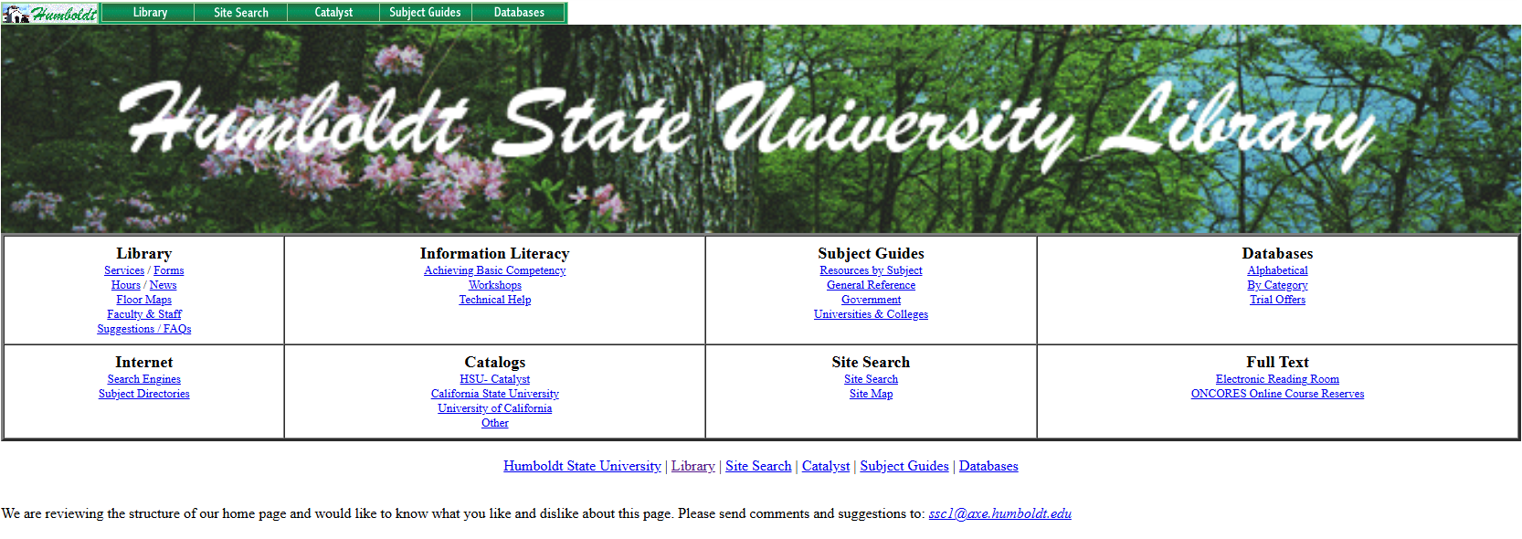 screenshot of Library homepage 1998