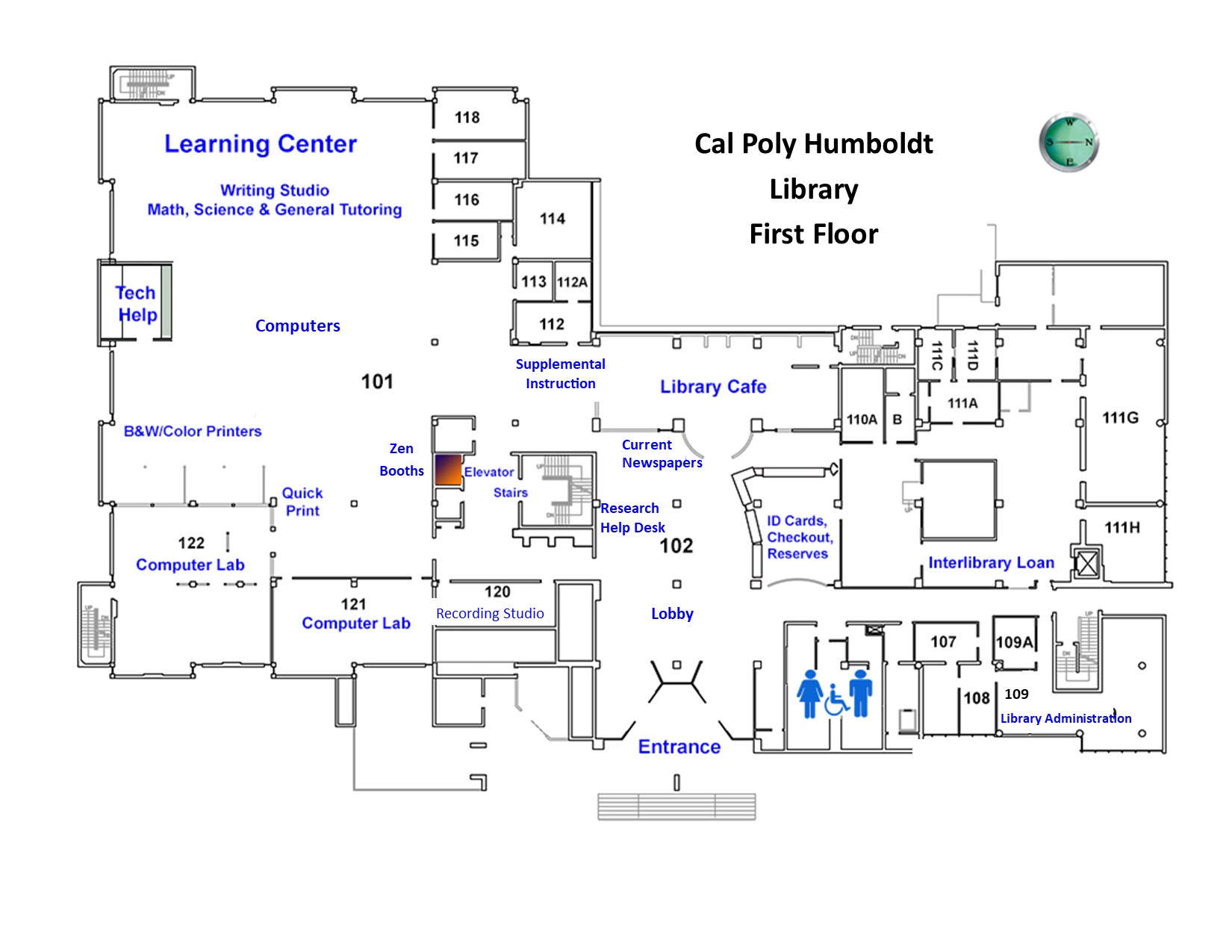 image of Library 1st floor map