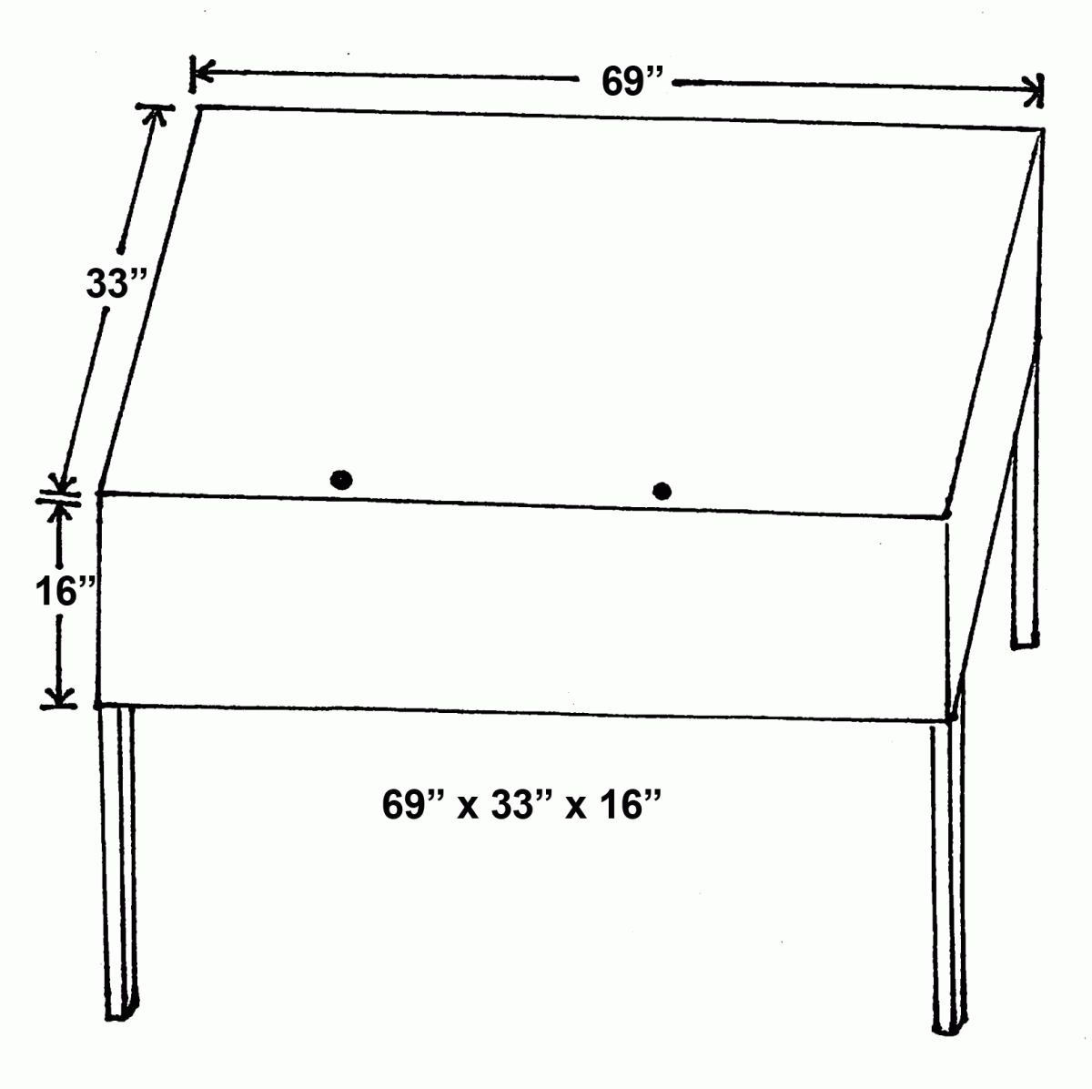 drawing of flat display case dimensions