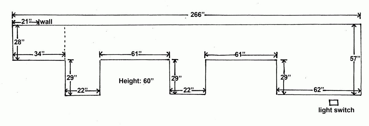 drawing of large display case dimensions