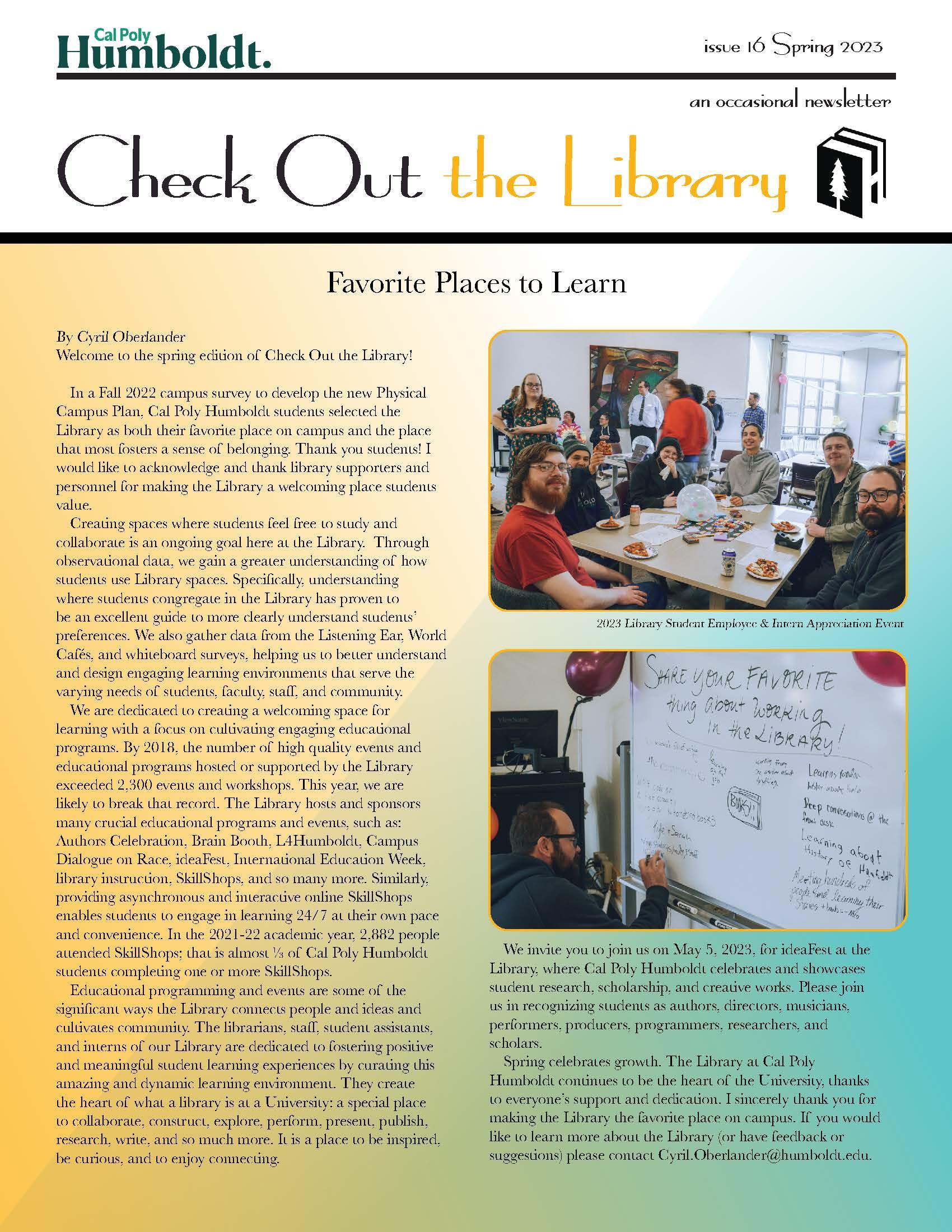 image of Library newsletter spring 2023