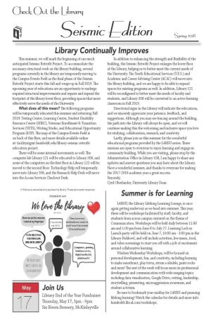 image of Library newsletter summer 2018