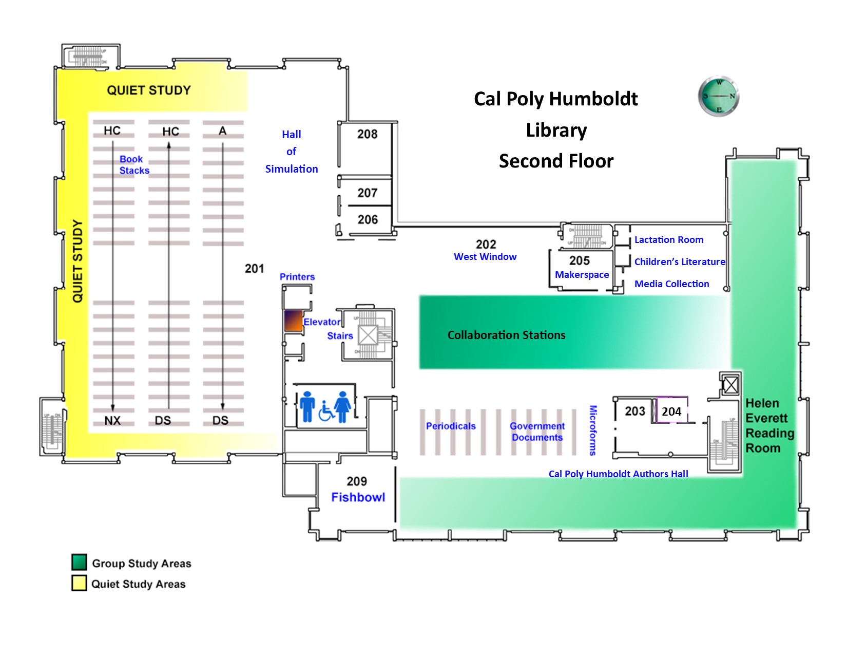map of Library 2nd floor