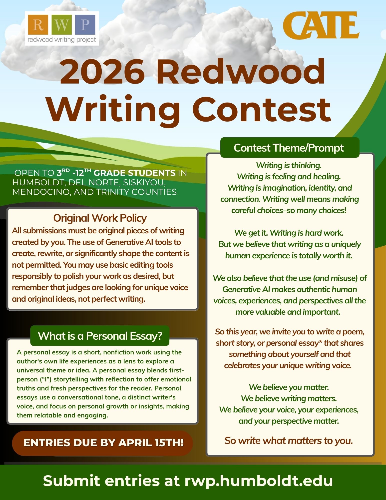 2026 Writing Contest Flyer