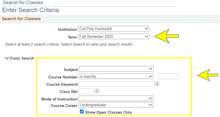 Class Schedule Home Page