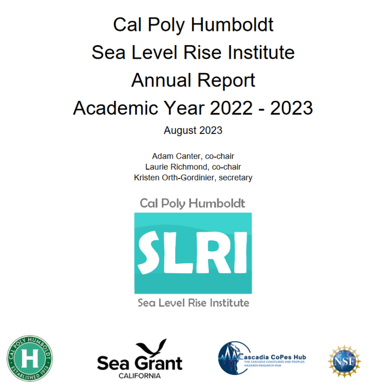 Image of the cover page of the 2022-2023 annual report of the sea level rise institute