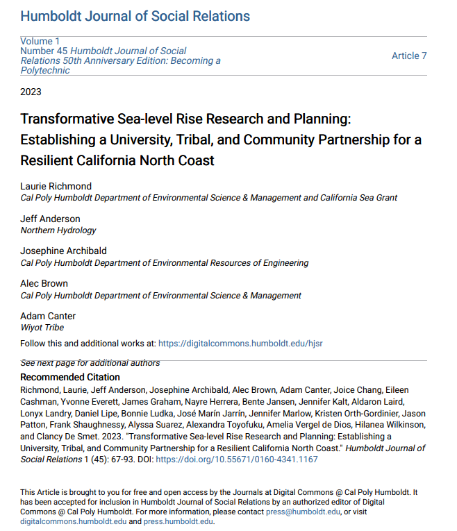 Image of the cover page of the Transformative Sea Level Rise Research and Planning publication