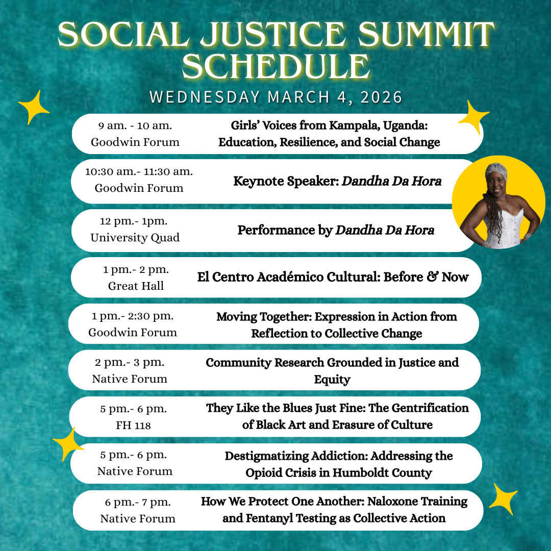 Wednesday Social Justice Summit Schedule - Full List can be found here https://docs.google.com/document/d/12_dcFFD9Rx0ytWafkGmkgpscfL7dzbGzm24Ka0QonsY/edit?usp=sharing