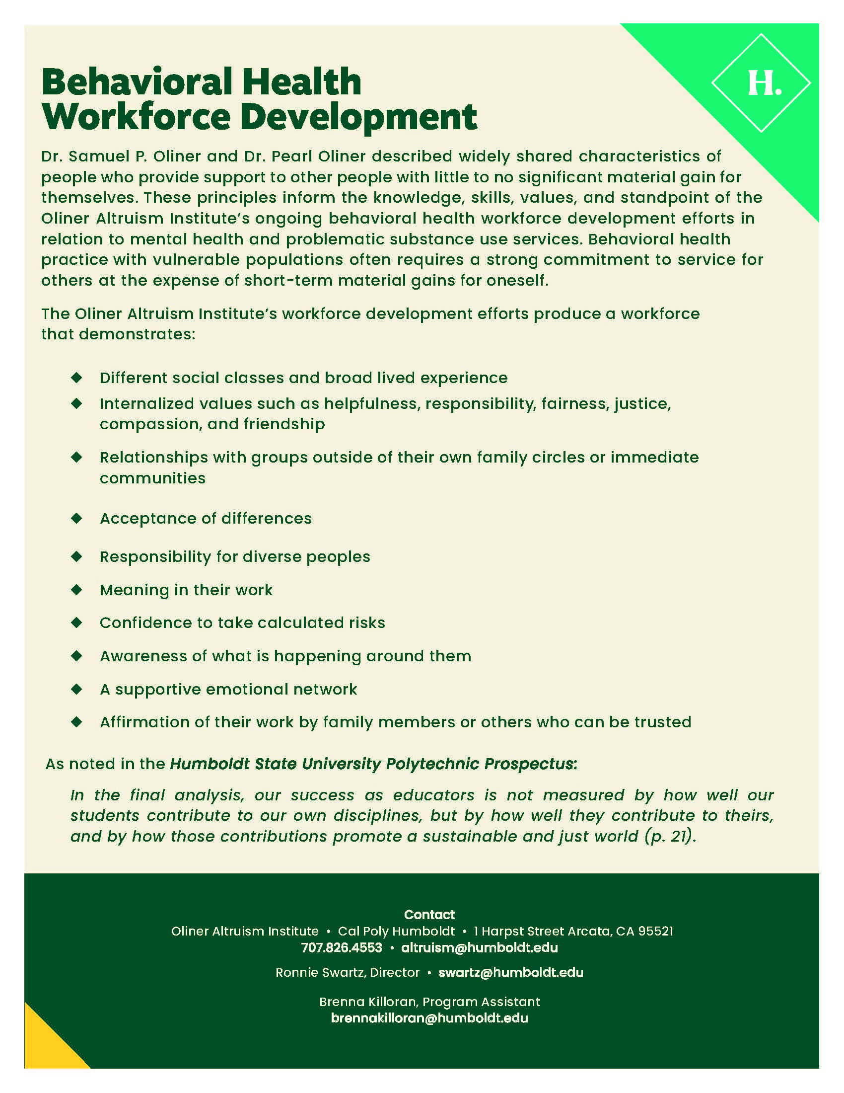 Oliner Altruism Institute and Polytech 