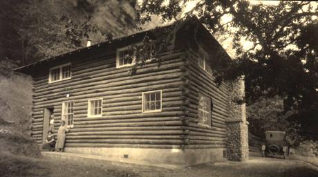 An image of the Baker loghouse