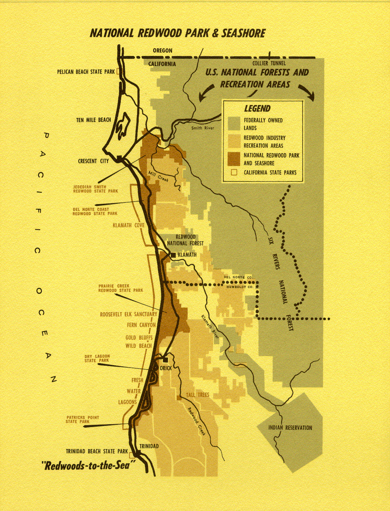 A map of Redwood National Park A map of Redwood National Park